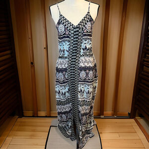 Vtg Y2K World Market Paisley Abstract Tank Maxi Dress Sz L/XL